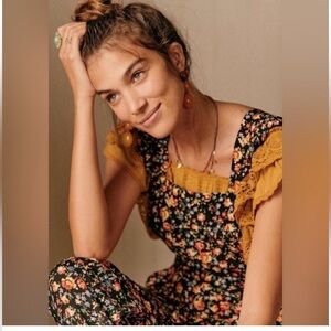 Sezane Black Floral Jumpsuit EU 38 NWT